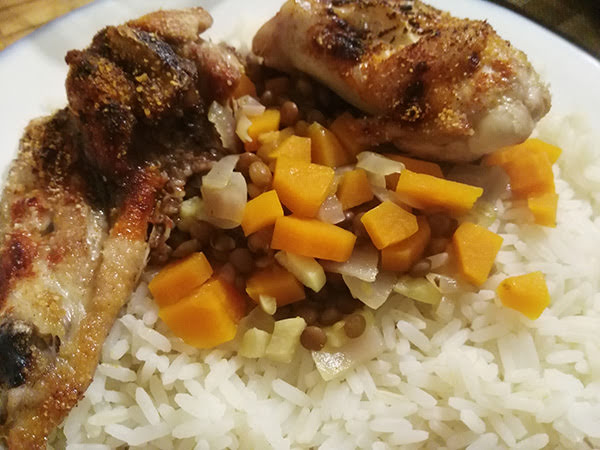 Photo réelle de la recette Ailes de poulet aux lentilles au curry