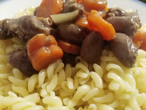 Photo réelle de la recette Cœurs de poulet aux carottes