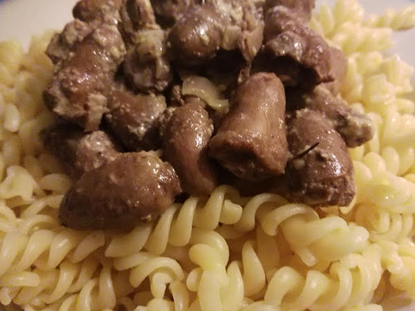 Photo réelle de la recette Cœurs de poulet au vin blanc